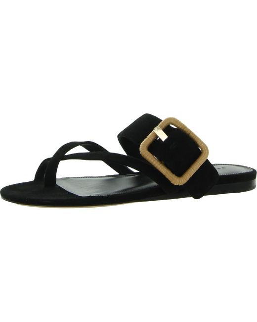 Veronica Beard Black Salva Suede Slip On Slide Sandals