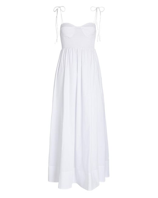 Staud White Landry Shoulder-tie Maxi Dress
