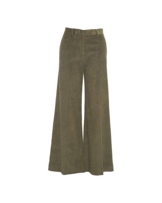 Ottod'Ame Women's Green High-Waisted Flared Pants