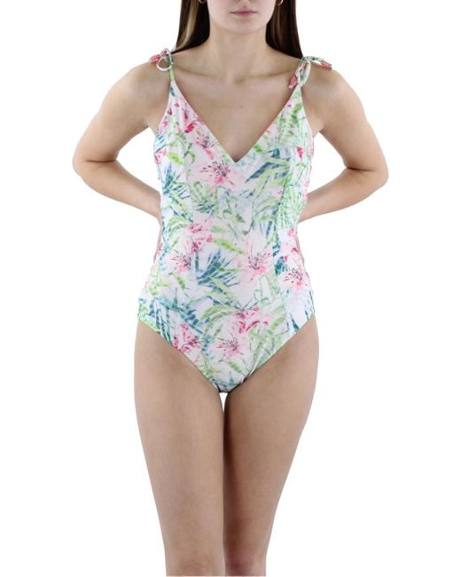 Becca Blue Floral Lined One-piece Swimsuit