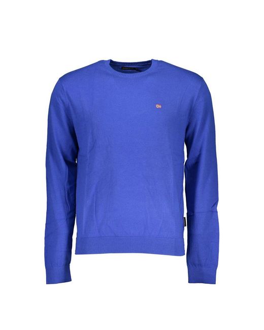 Napapijri Blue Chic Crew Neck Embroide Sweater for men
