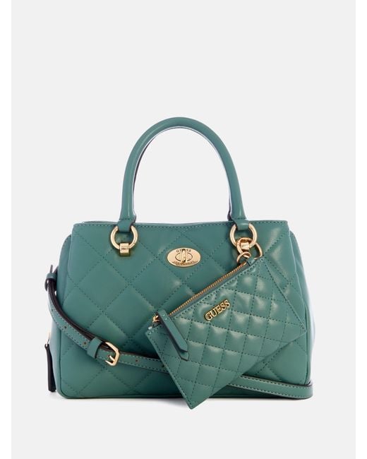 Guess Factory Green Stars Hollow Quilted Satchel