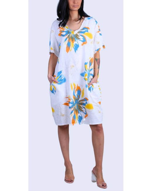 Gigi Moda Women's Blue Ponza Linen Dress - rajagirimanappuram.com
