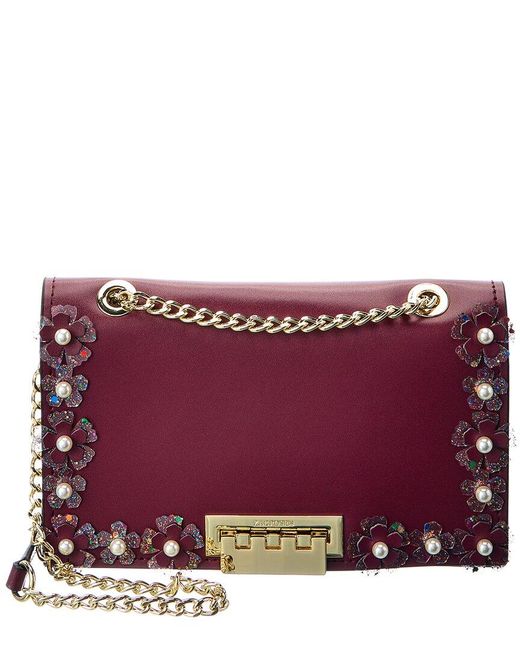 Zac Posen Earthette Floral Garden Mini Chain Leather Shoulder Bag in