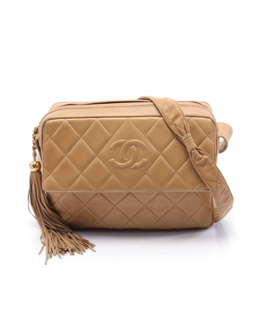 Chanel Natural Matelasse Shoulder Bag Lambskin Gold Hardware Tassel