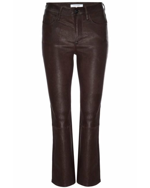 FRAME Brown Le Crop Mini Boot Leather Pants