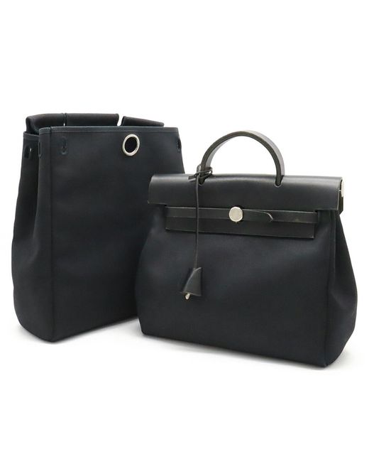 Hermès Black Herbag Canvas Backpack Bag (pre-owned)