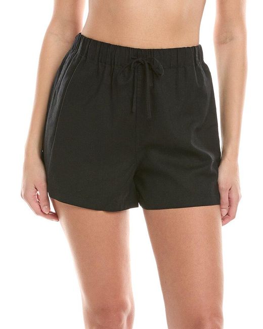 Onia Black Air Elastic Drawstring Linen-Blend Short