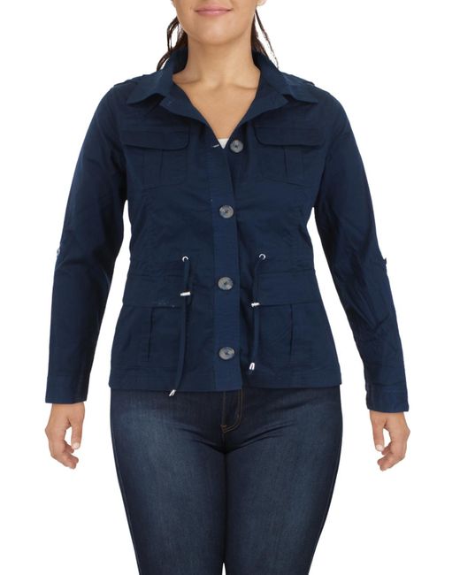 Weatherproof Lightweight Hooded Utility Jacket in Blue Lyst