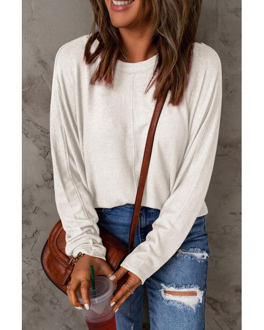 TRUEDAMES Gray Full Size Round Neck Long Sleeve T-Shirt
