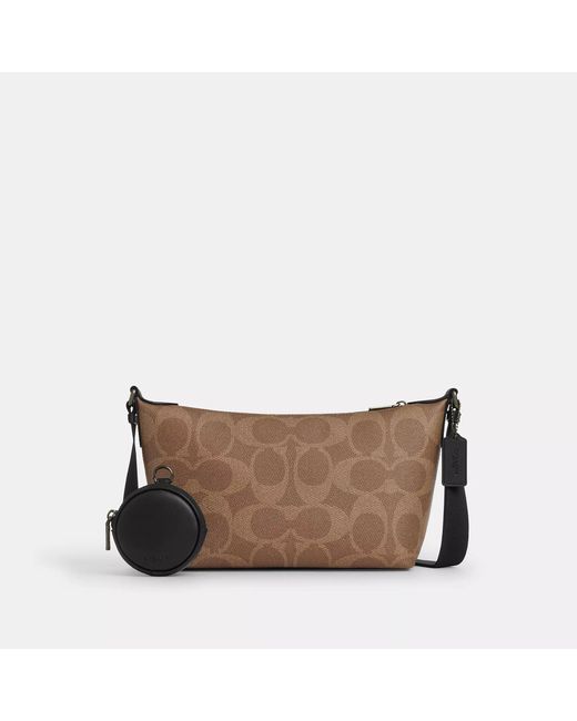 COACH Brown Small Finn Crossbody Bag With Pouch