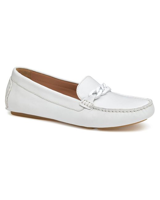 Johnston & Murphy White maggie Faux Leather Slip On Loafers