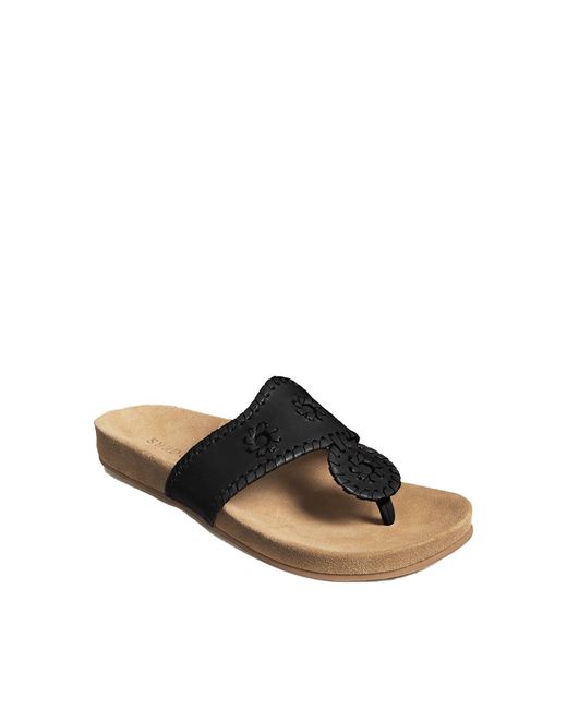 Jack Rogers Leather Jacks Comfort Sandal in Black | Lyst