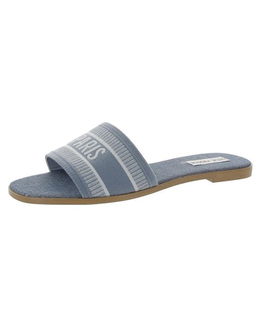 Steve Madden Blue Knox Square Toe Flat Slide Sandals