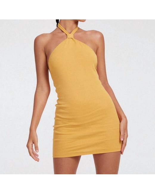 Motel Rocks Women's Yellow Josie Halter Mini Dress