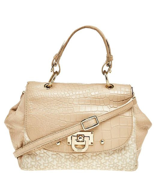 DKNY Metallic Signature Coated Canvas And Leather Satchel