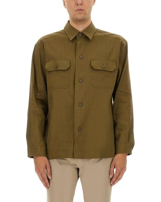 Boss Green Stretch Linen And Viscose Shirt for men