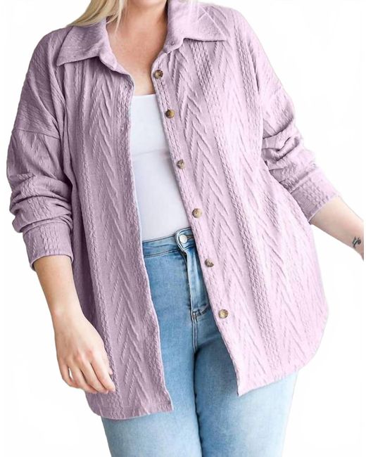 7Th Ray Purple Cable Knit Button Down Top