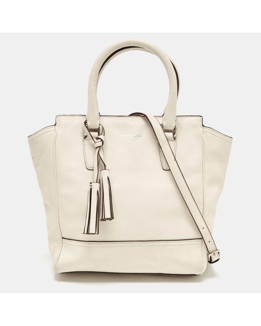 COACH Natural Offleather Legacy Tassel Tote
