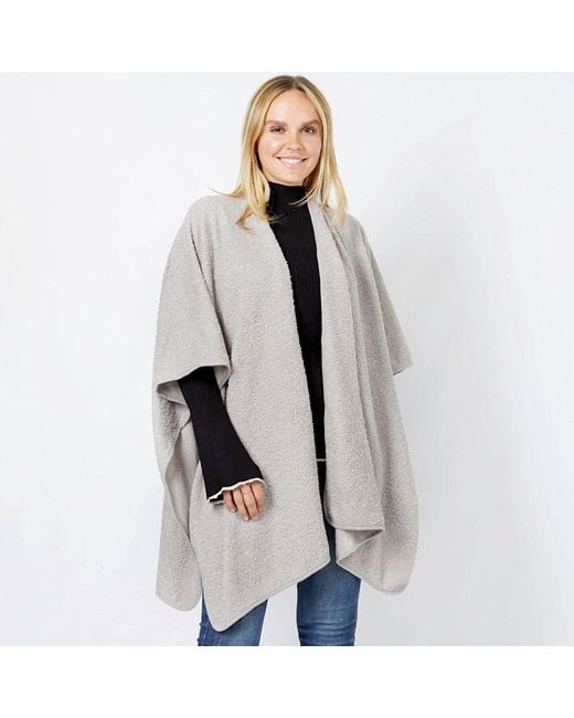 TRUEDAMES Gray Teddy Fur Soft Cape/Ruana Poncho