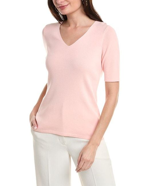 Anne Klein Pink Half Sleeve V-neck Top