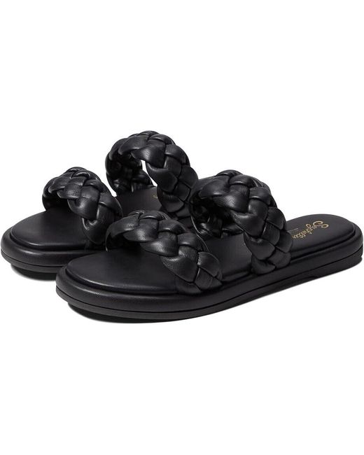 Seychelles Black Golden Coast Slide V-Leather Flat Sandal Khd319