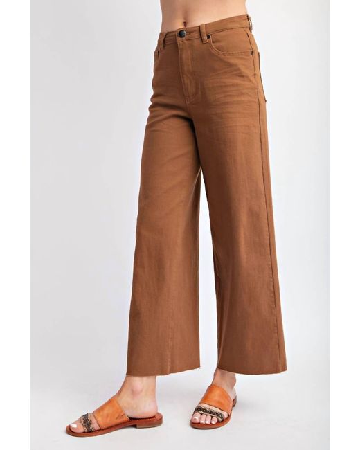 Easel Brown Soft Stretch High Waisted Twill Pant