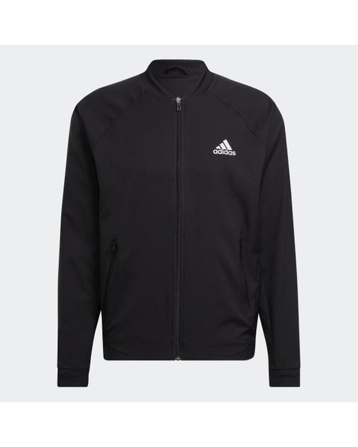 Adidas Black Tennis Stretch-woven Jacket for men