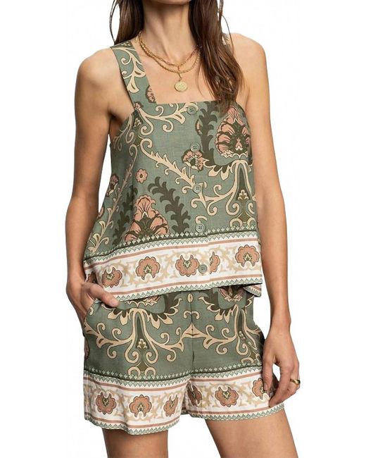 Sanctuary Green Button Back Top
