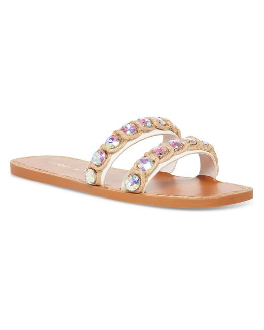Madden Girl White Acclaim Faux Leather Slide Sandals
