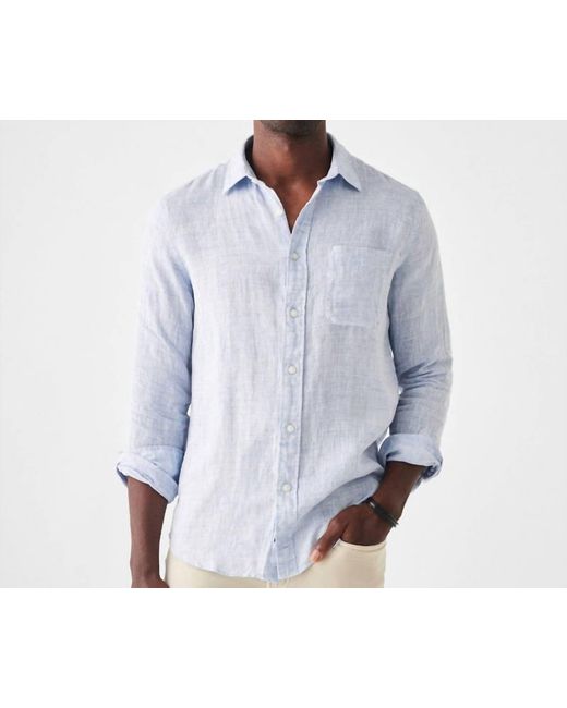 Faherty Brand Blue Linen Laguna Shirt