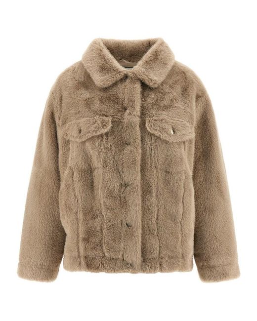 Nude Brown Eco Fur Jacket Jeans