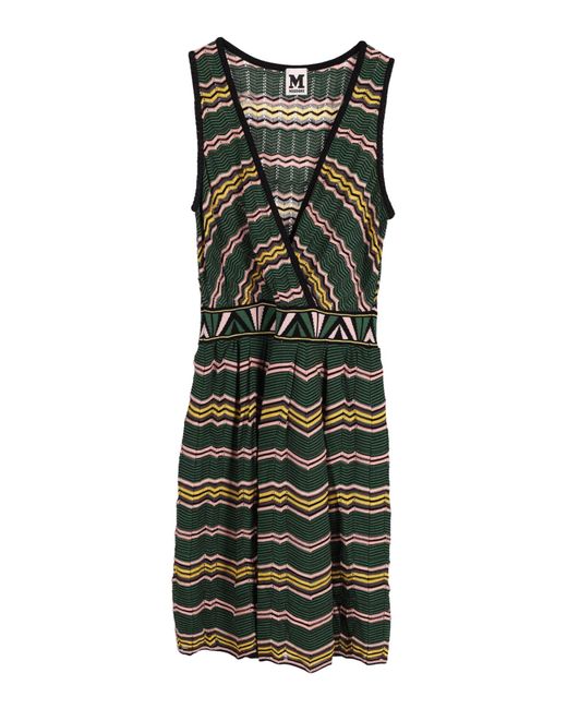 Missoni Green Deep V Striped Sleeveless Dress