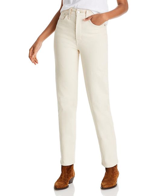 Madewell White High Rise Solid Straight Leg Jeans