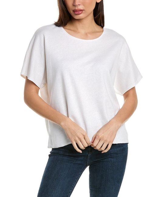 Majestic Filatures White Semi Relaxed Linen Pullover