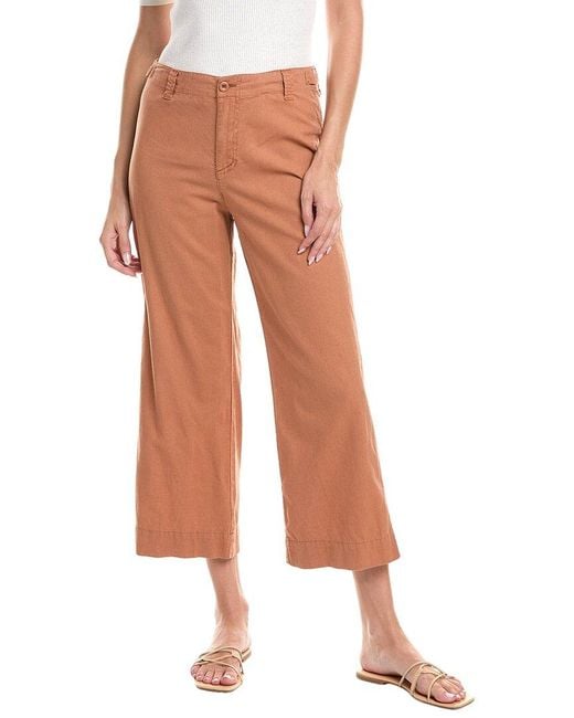 Michael Stars Brown Geraldine Straight Leg Linen-Blend Pant