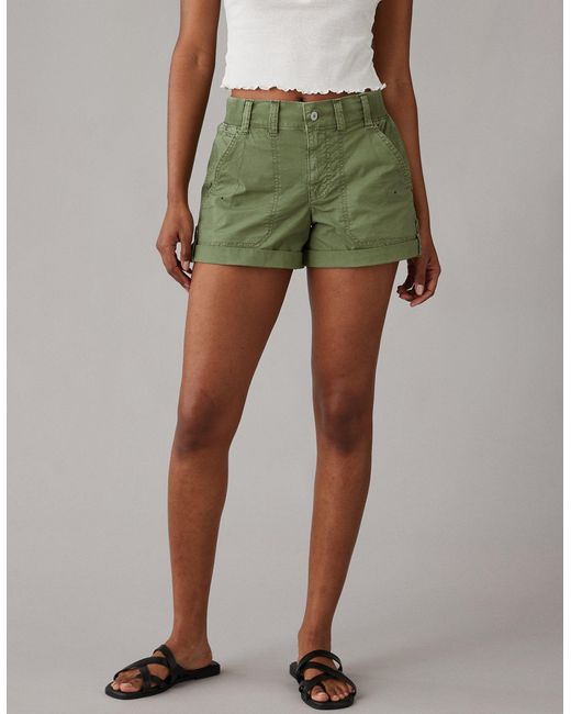 American Eagle Outfitters Green Ae Snappy Stretch 4" Perfect Cargo Short