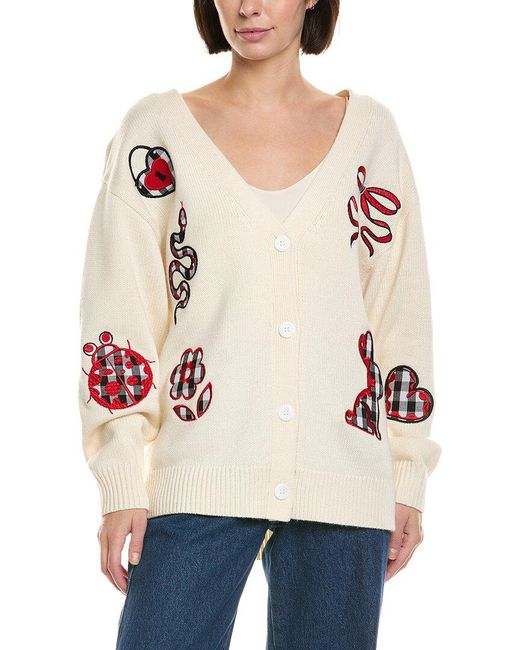 Cynthia Rowley Natural Wool & Cashmere-blend Motif Cardigan