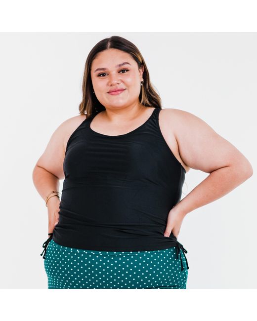 Calypsa Black Plus Maya Tankini Swim Top With Built-In Bra