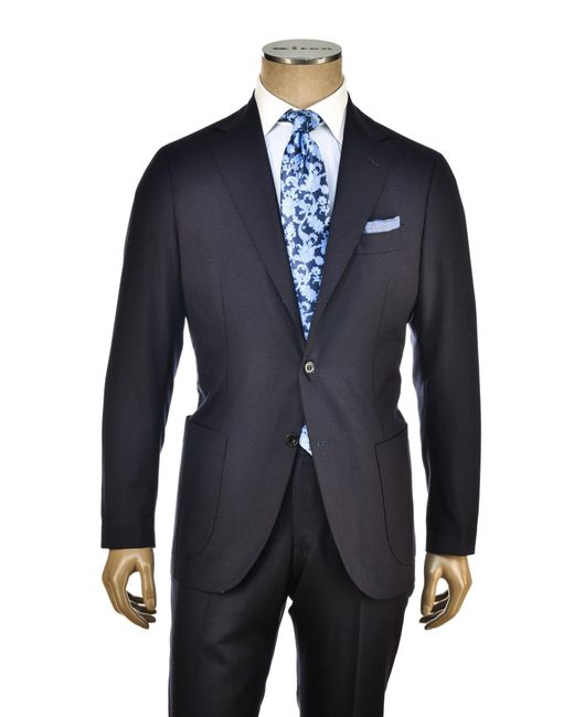 Sartorio Napoli Blue Solid Virgin Wool Suit for men