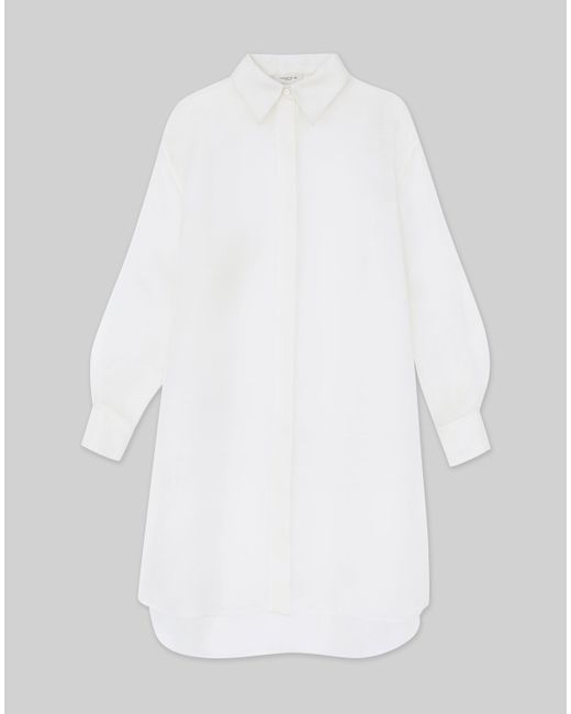 Lafayette 148 New York White Silk Organza Oversized Shirt