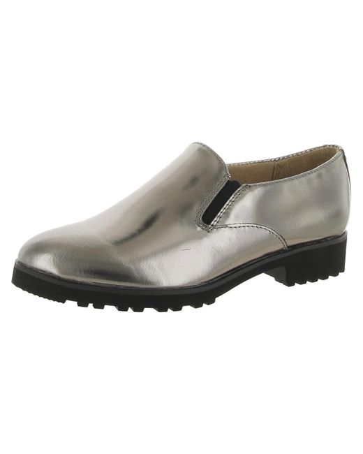 Naturalizer Gray Geraldine Leather Flat Loafers