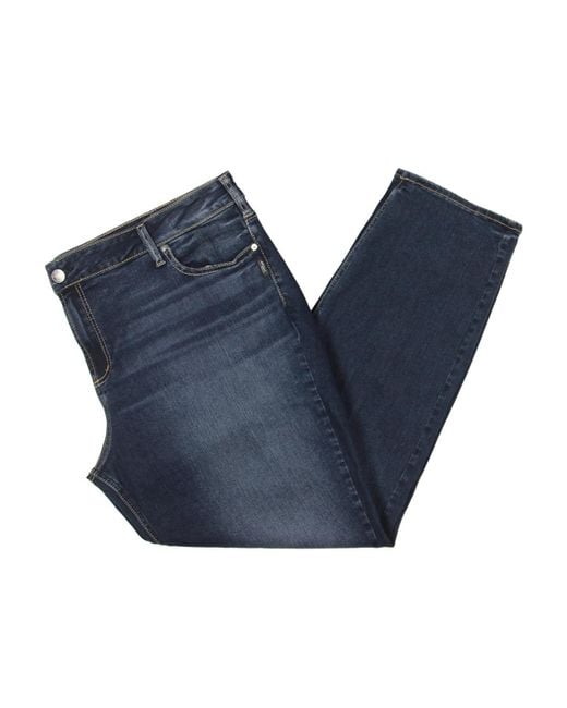 Silver Jeans Co. Blue Plus Elyse Mid-rise Dark Wash Straight Leg Jeans