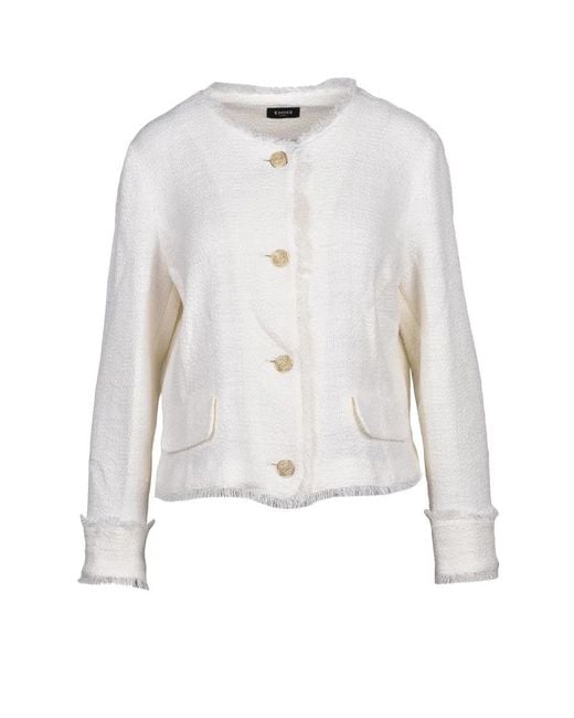 Marella White Dindi Cotton Linen Polyester Elastane Jacket