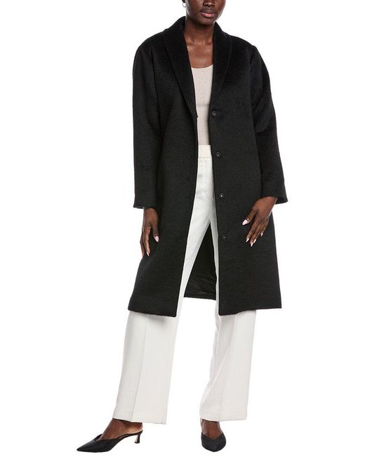 Eileen Fisher Black Alpaca & Wool-Blend Coat