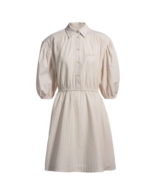 Boss Natural Striped-Cotton Shirt Dress With Elasticated Waist