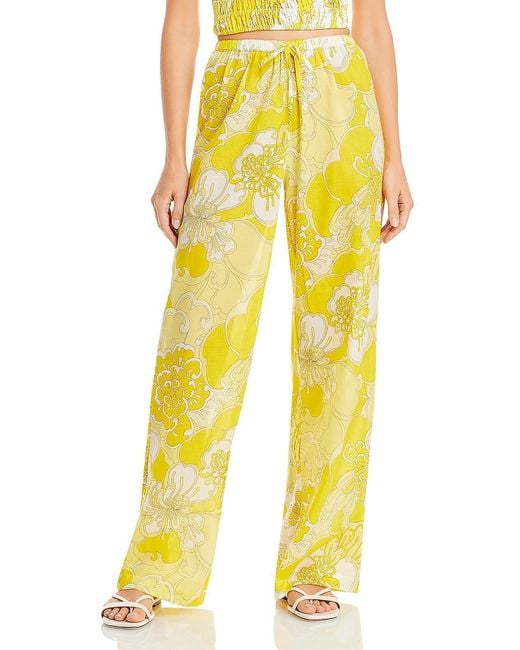 Faithfull The Brand Yellow High Rise Floral Wide Leg Pants