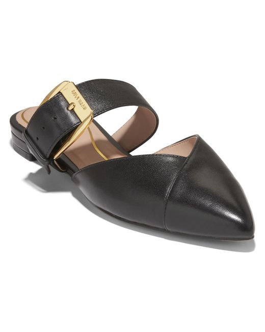 Cole Haan Black Vandam Leather Pointed Toe Mules