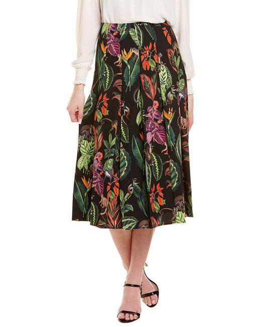 la Renta Pleated Silk-blend Midi Skirt 