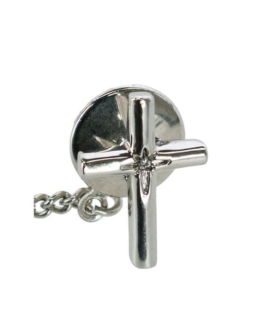 Ascentix Black Cross Tie Tack With Crystal Center for men